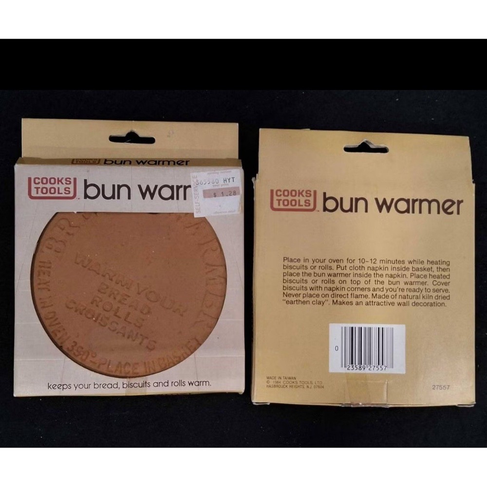 (2) Bun Warmers For Bisquits, Rolls or Croissants In Package Kiln Fired‎ Clay